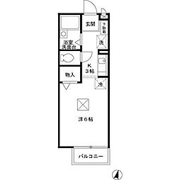 アメニティー大美野B 1Kの間取図画像