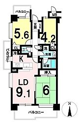 川口第3ローヤルコーポ 3LDKの間取図画像