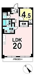 川口サンハイツ 1LDKの間取図画像