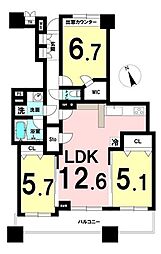 スカイスクエア川口タワー 3LDKの間取図画像