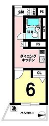 川口寿コーポ 1DKの間取図画像