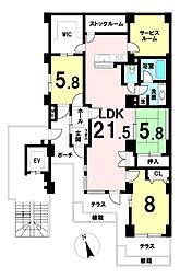 ユニテ梶ヶ谷テラス 3SLDKの間取図画像