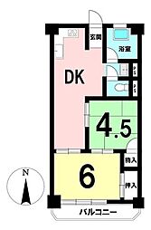 第5コーポサンキョー 2DKの間取図画像