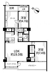 日吉台マンション 2LDKの間取図画像