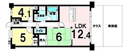 ライオンズガーデン浜寺 3LDKの間取図画像
