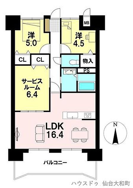 【3LDK】サービスルームは収納付きですので、居室としても利用できます♪