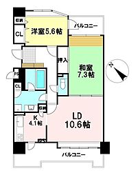 ライオンズマンション愛宕大橋リバーサイド 2LDKの間取図画像
