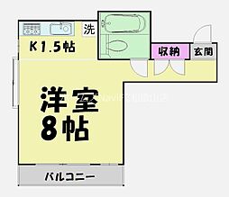 コーポホワイト名草 1Kの間取図画像