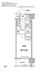 エスリード大阪城PREMIER 1Kの間取図画像