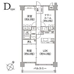エスリード雲雀丘花屋敷 2SLDKの間取図画像