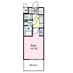 エスリード ザ・レーヴ大阪 1Kの間取図画像