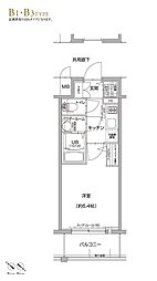 エスリード神戸兵庫駅マリーナスクエア 1Kの間取図画像