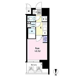 エスリード大阪エヴォルツ 1Kの間取図画像
