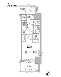 エスリード新北野アーデル 1Kの間取図画像