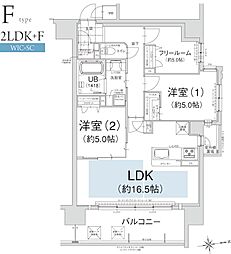 エスリード大津におの浜セントラル 2SLDKの間取図画像