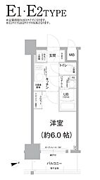 エスリード難波THEARK 1Kの間取図画像