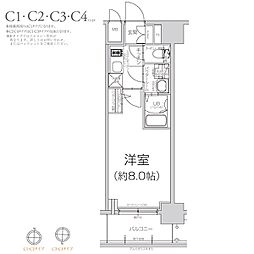 エスリード大阪グランフォート 1Kの間取図画像