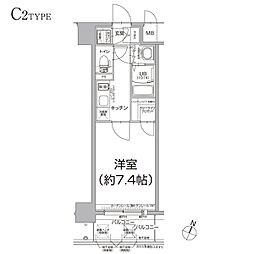 エスリード中之島クロスゲート 1Kの間取図画像