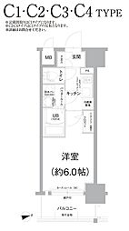 エスリード難波THEARK 1Kの間取図画像