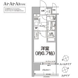 エスリード梅田グレイス 1Kの間取図画像