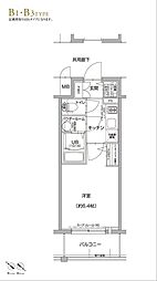 エスリード神戸兵庫駅マリーナスクエア 1Kの間取図画像