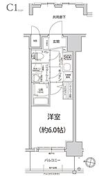 エスリード神戸大倉山ヒルズ 1Kの間取図画像