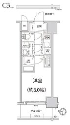 エスリード神戸大倉山ヒルズ 1Kの間取図画像