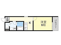 マチテラス高殿 1Kの間取図画像