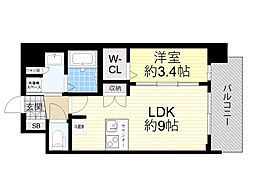 プレリス鶴見緑地グランガーデリア 1LDKの間取図画像