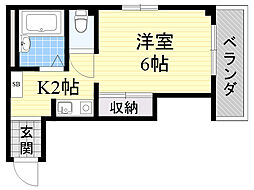 T&Aコート ワンルームの間取図画像
