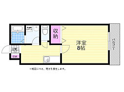 グローフラール 1Kの間取図画像