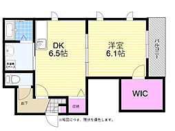 ピュア夕陽丘 1DKの間取図画像