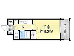 プレサンス城北公園アクアージュ ワンルームの間取図画像