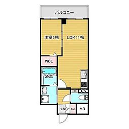 VITA荒本 1LDKの間取図画像