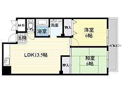 大橋マンション二番館 2LDKの間取図画像