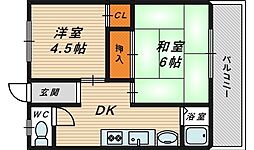 今福ハイツ 2DKの間取図画像