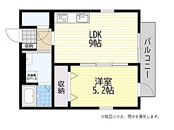 S Apt.蒲生四丁目 1LDKの間取図画像