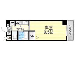 ギャレグラン太子橋 1Kの間取図画像