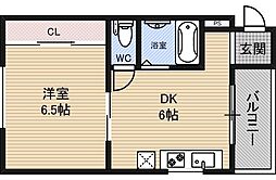 エクセーラ森小路 1DKの間取図画像