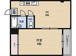 プレアール今福西 1DKの間取図画像