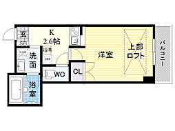EIGHTSHIROKITA 1Kの間取図画像