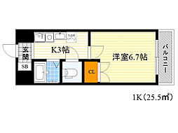 セリシール関目 1Kの間取図画像
