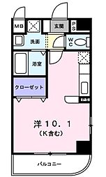 プラティークベリエ ワンルームの間取図画像