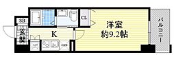 ルクレ京橋 1Kの間取図画像
