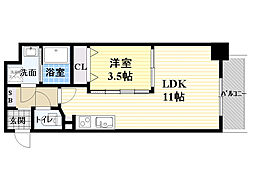 ラ・フォルム天満橋イースト 1LDKの間取図画像