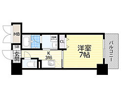 CASA京橋 1Kの間取図画像