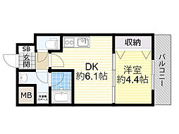 プレジオ都島 1DKの間取図画像