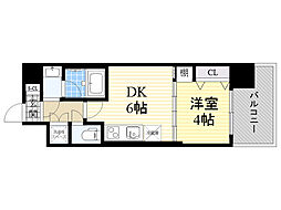 プレジオ城東中央 1DKの間取図画像