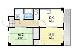 M'プラザ城東五番館 2DKの間取図画像