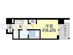 エスリード ザ・フォルテス大阪 1Kの間取図画像